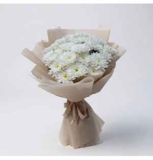 White Cloud – Premium Beyaz Krizantem Buketi